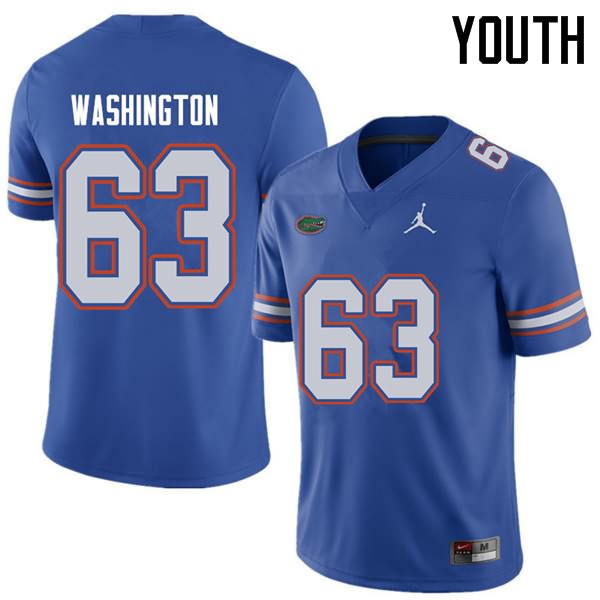 NCAA Florida Gators James Washington Youth #63 Jordan Brand Royal Stitched Authentic College Football Jersey LEO8864WW